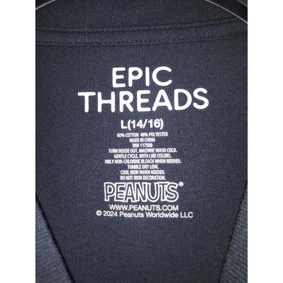 NWT Epic Treads Boy's T-Shirt Short Sleeve Peanuts Black L - Picture 7 of 11